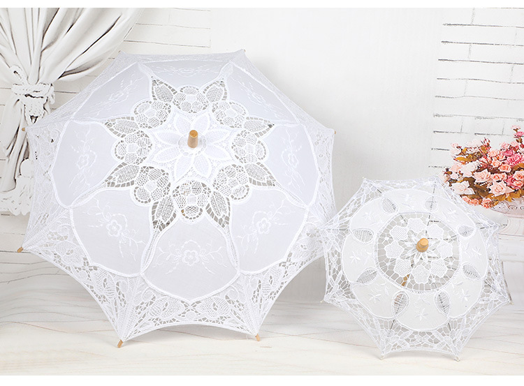 Lace Umbrella Wooden Handle Hollow Lace Lace Umbrella Floret Umbrella Photography Props Umbrella Wedding Supplies Whole