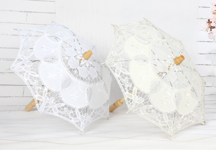 Lace Umbrella Wooden Handle Hollow Lace Lace Umbrella Floret Umbrella Photography Props Umbrella Wedding Supplies Whole