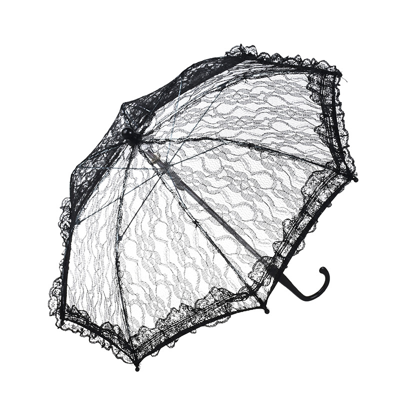 Flower Girl Decorative Umbrella Small Lace Umbrella Wedding Stainless Steel Long Handle Umbrella Wedding Supplies Whole