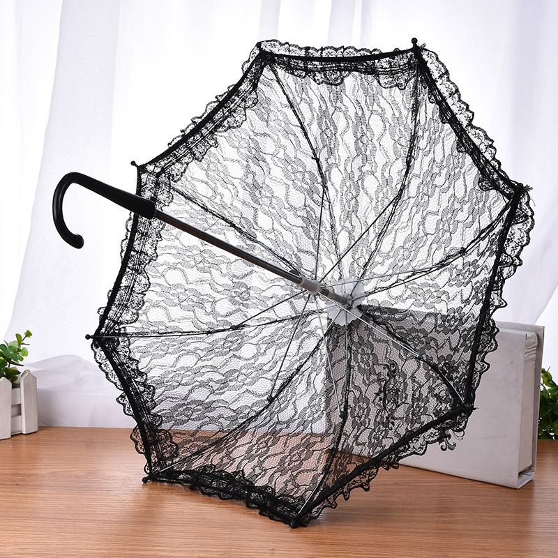 Flower Girl Decorative Umbrella Small Lace Umbrella Wedding Stainless Steel Long Handle Umbrella Wedding Supplies Whole
