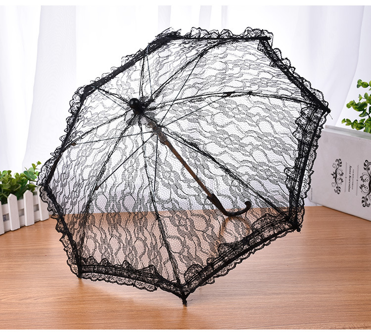 Flower Girl Decorative Umbrella Small Lace Umbrella Wedding Stainless Steel Long Handle Umbrella Wedding Supplies Whole