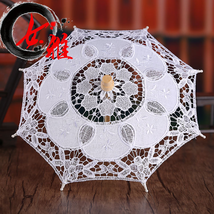 Embroidered Cotton Cloth Umbrella Western Court European Bride Wedding Decoration Umbrella Photography Props Umbrella