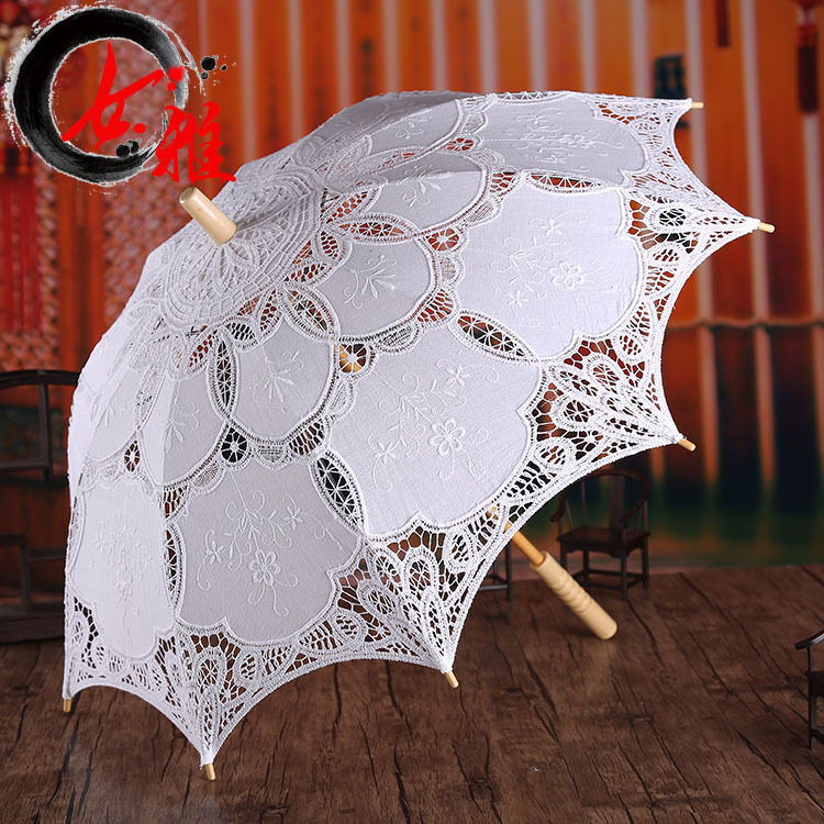 Embroidered Cotton Cloth Umbrella Western Court European Bride Wedding Decoration Umbrella Photography Props Umbrella