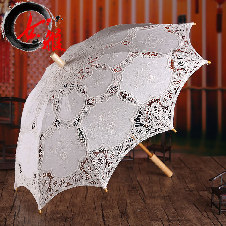 Embroidered Cotton Cloth Umbrella Western Court European Bride Wedding Decoration Umbrella Photography Props Umbrella