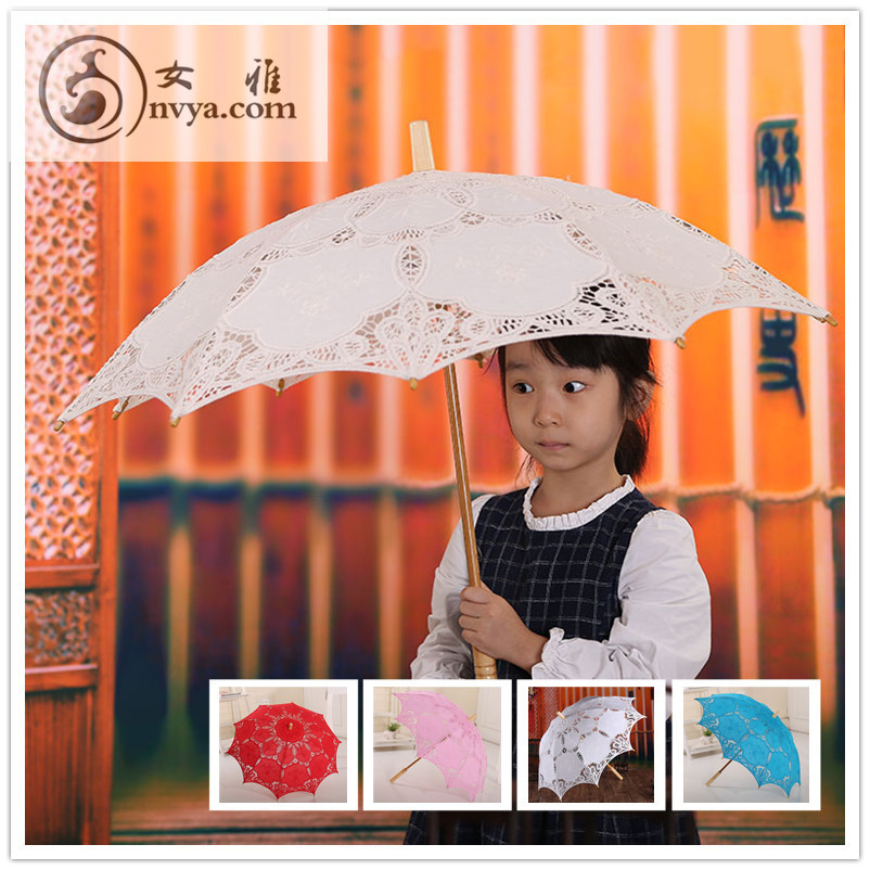 Embroidered Cotton Cloth Umbrella Western Court European Bride Wedding Decoration Umbrella Photography Props Umbrella