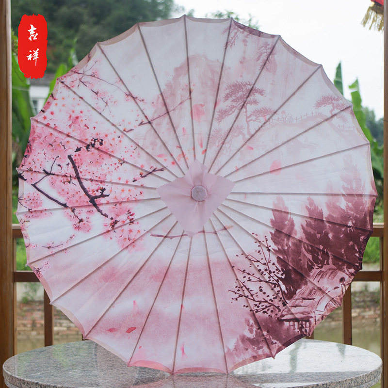 Auspicious Factory Wholesale Printing Umbrella Wedding Props Ceiling Decoration Dance Umbrella Silk Umbrella