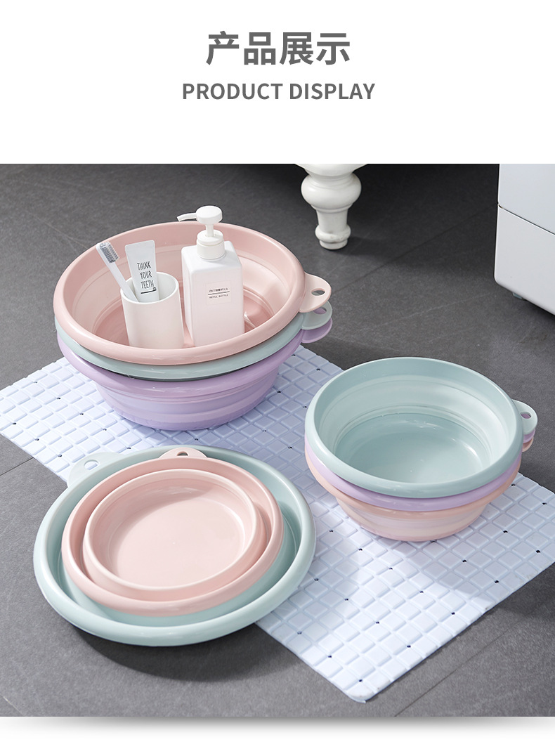 Portable Folding Large Size Washbasin Household Plastic Laundry Basin Travel Thickened Small Size Clothes Cleaning Basin Plastic Basin