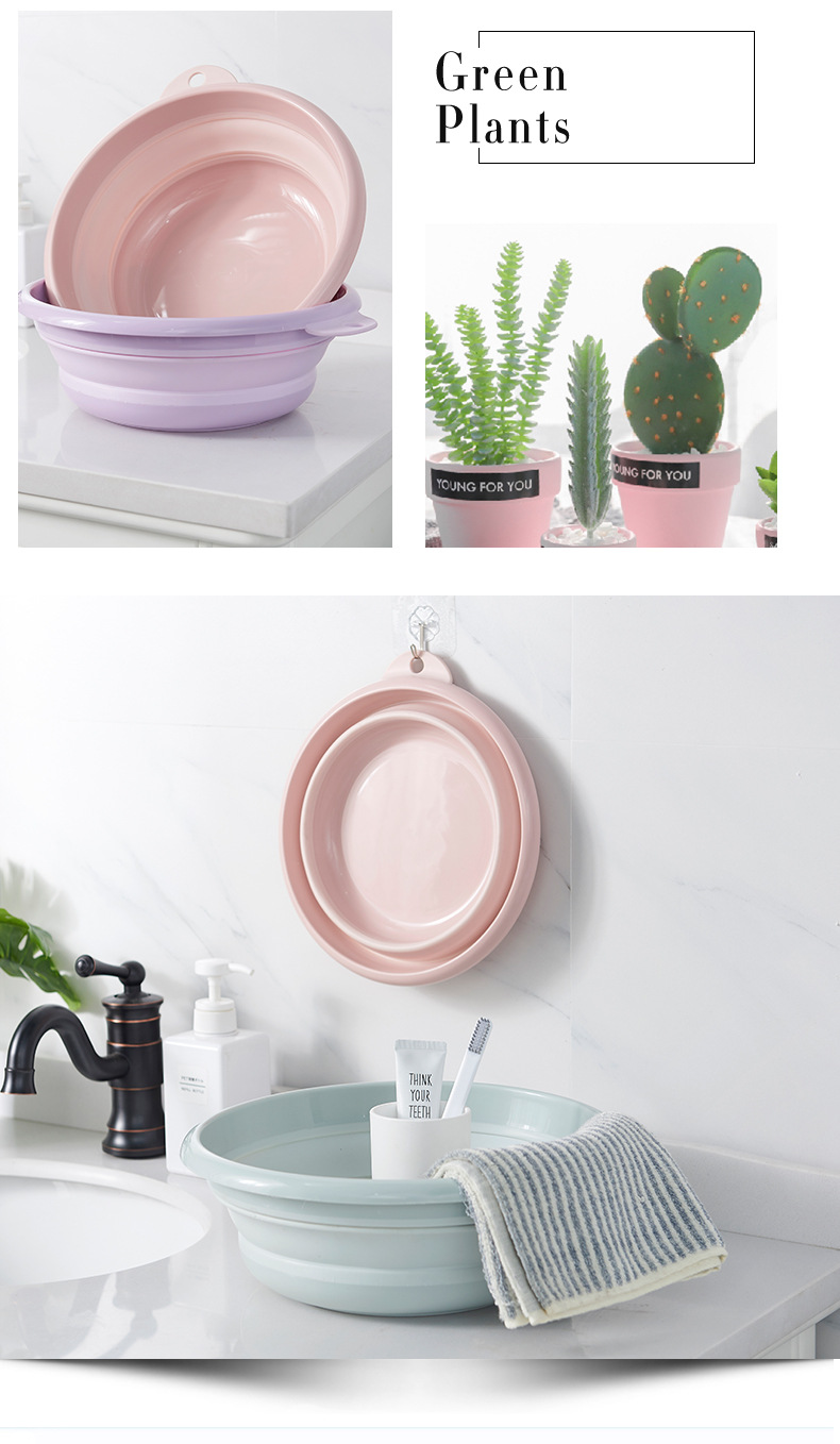 Portable Folding Large Size Washbasin Household Plastic Laundry Basin Travel Thickened Small Size Clothes Cleaning Basin Plastic Basin