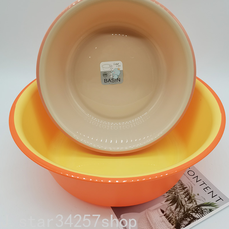 Thickened Two-Color Plastic Basin Household Washbasin Washing Basin Student Dormitory Kitchen Clothes Cleaning Basin Children&#039;s Basin