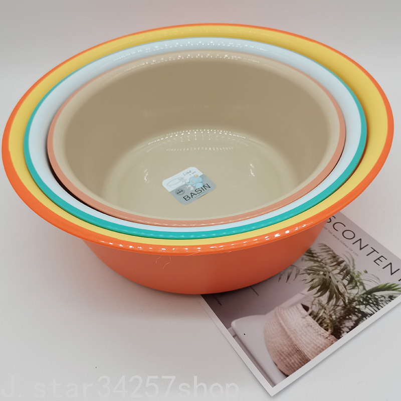Thickened Two-Color Plastic Basin Household Washbasin Washing Basin Student Dormitory Kitchen Clothes Cleaning Basin Children&#039;s Basin