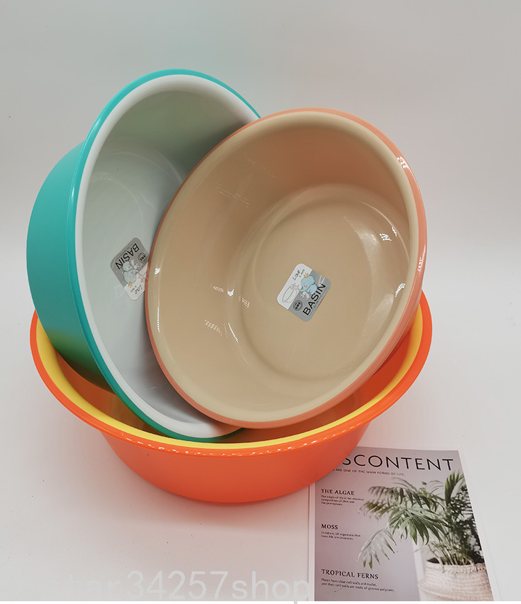 Thickened Two-Color Plastic Basin Household Washbasin Washing Basin Student Dormitory Kitchen Clothes Cleaning Basin Children's Basin