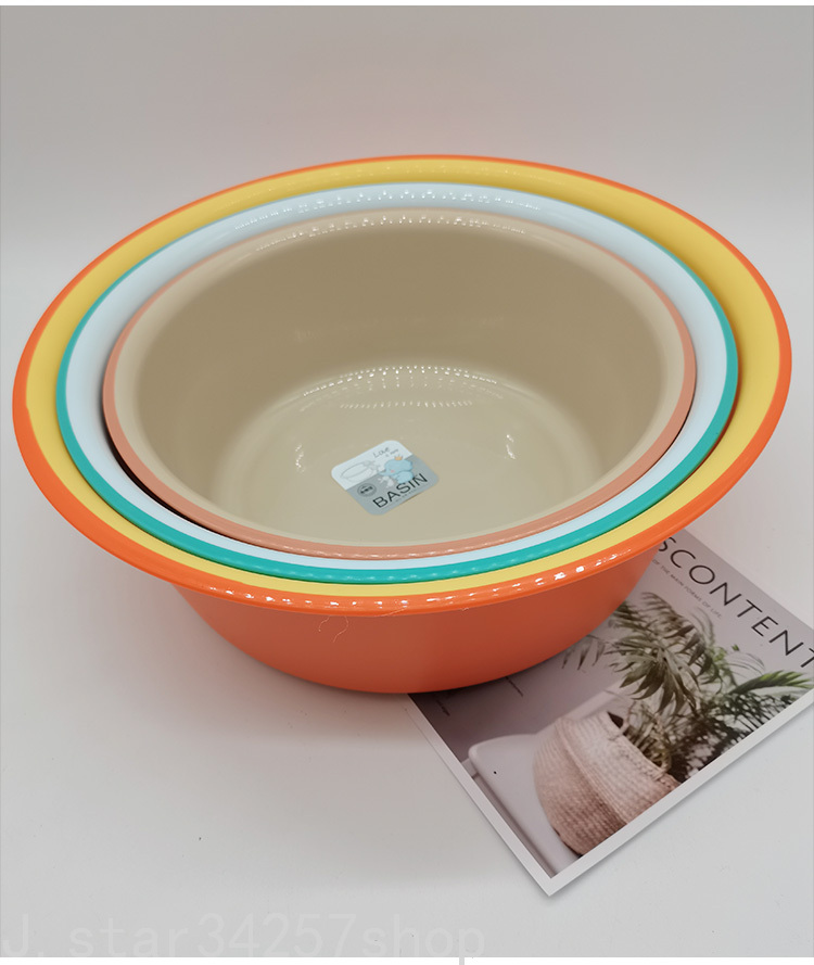 Thickened Two-Color Plastic Basin Household Washbasin Washing Basin Student Dormitory Kitchen Clothes Cleaning Basin Children's Basin