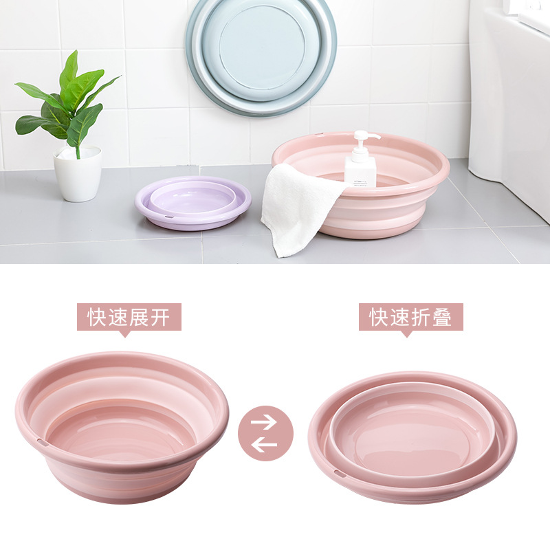 Folding washbasin Outdoor portable plastic basin thickened and raised Washbasin hanging for storage folding washbasin