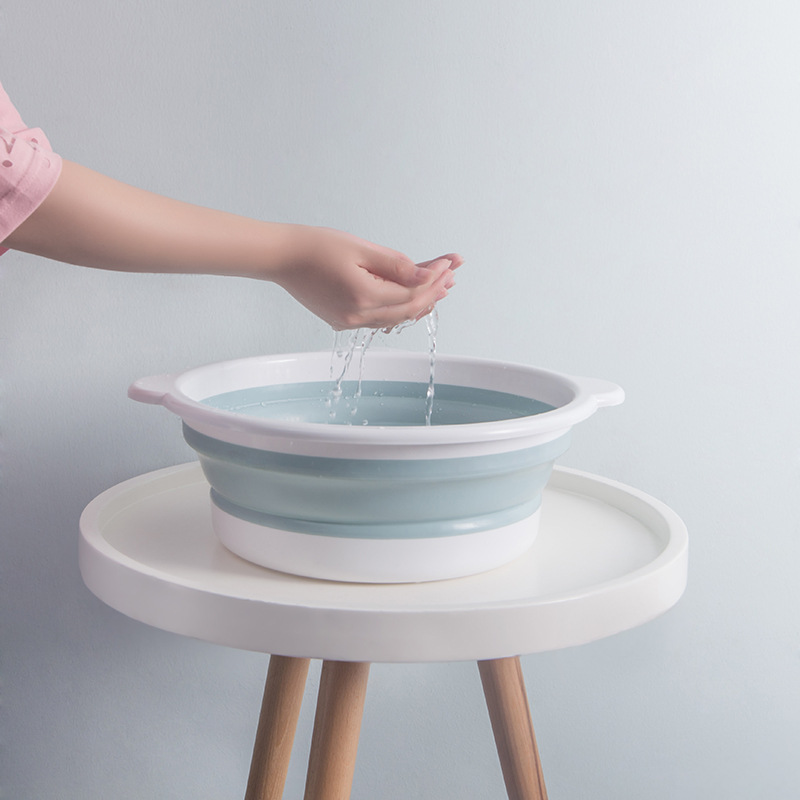 Portable Retractable Washbasin Travel Folding Basin Multi-Functional Outdoor Face Washing Feet Plastic Basin Student Folding Basin