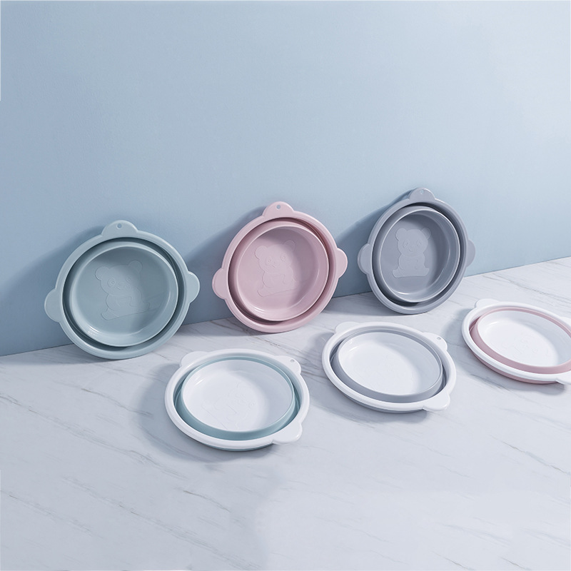 Portable Retractable Washbasin Travel Folding Basin Multi-Functional Outdoor Face Washing Feet Plastic Basin Student Folding Basin