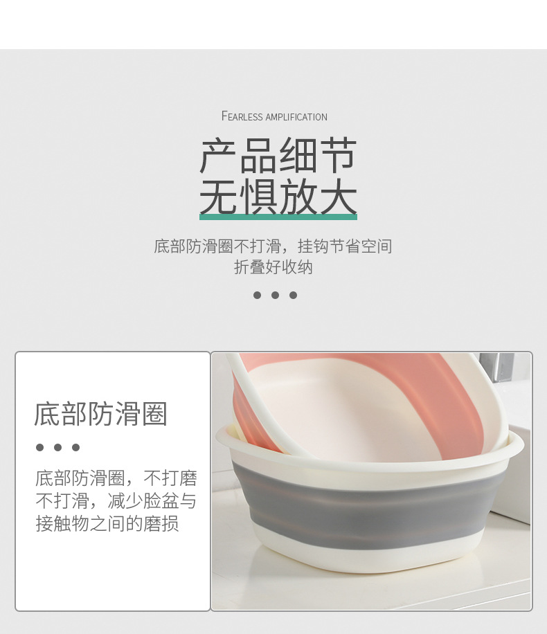 Home Folding Basin Bathroom Laundry Basin Vegetable Basin Outdoor Portable Plastic Basin Multifunctional Retractable Washbasin