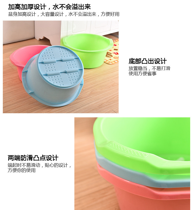 Factory Direct Sales Household Plastic Basin Multi-Purpose Binaural Deepening Thickening Laundry Washbasin Children's Feet-Washing Basin