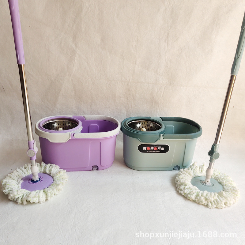 Mop Bucket Rotating Mop Mop Household Lazy Double Drive Spin-Dry Hand Wash-Free Mop Bucket Wholesale