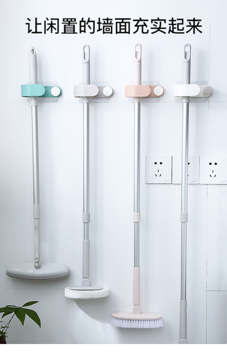 No hole MOP Rack super glue Wall Hook Seamless creative Bathroom Mop hook Wall Clip