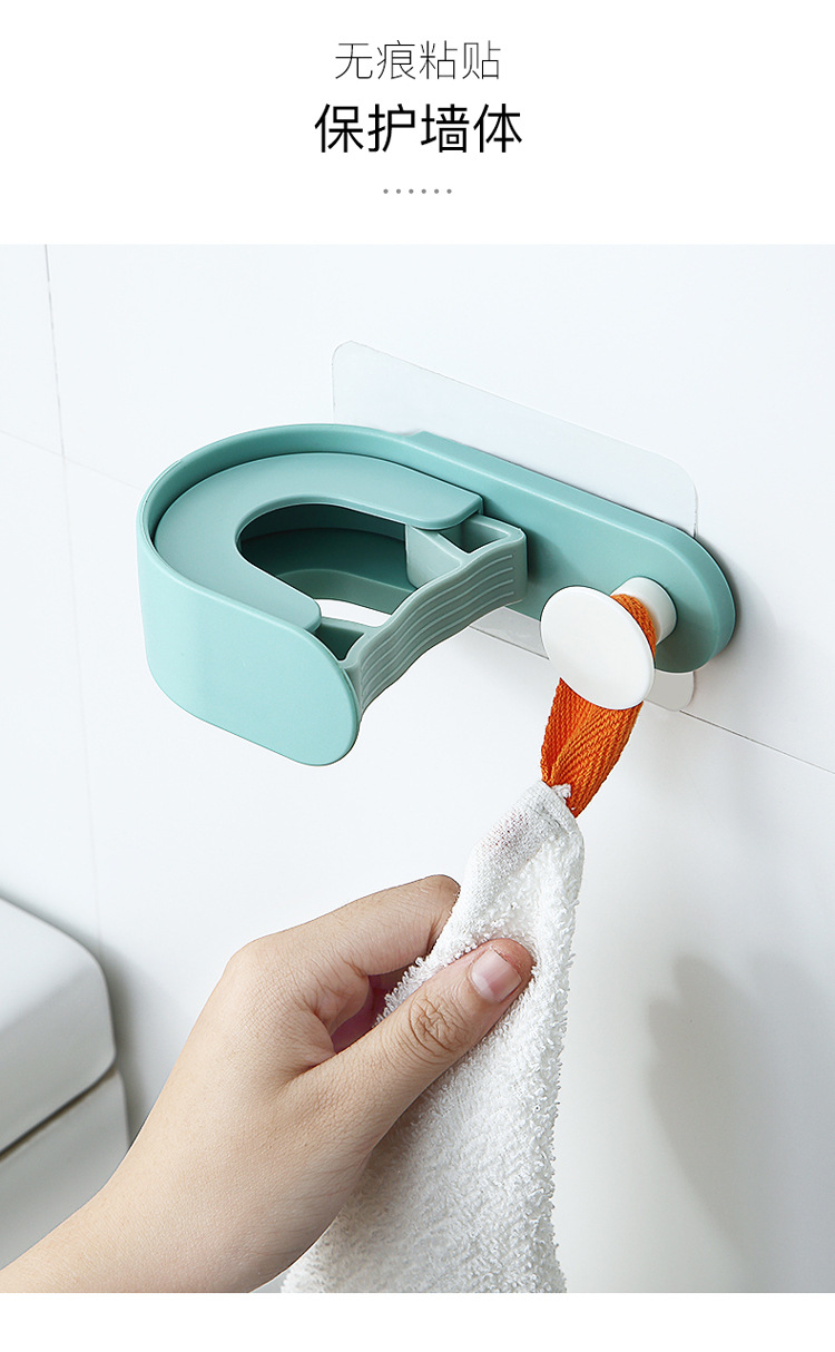 No hole MOP Rack super glue Wall Hook Seamless creative Bathroom Mop hook Wall Clip