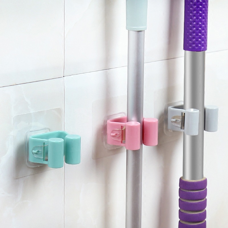 XY no-punch Mop Rack Mop Hook Creative Seamless bathroom Mop Rack Mop Clip