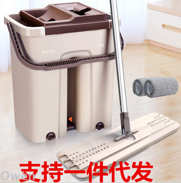 Scratch-off Hand-Free Flat Mop Rotating Household Lazy Mop Wooden Floor Squeeze Mop Bucket