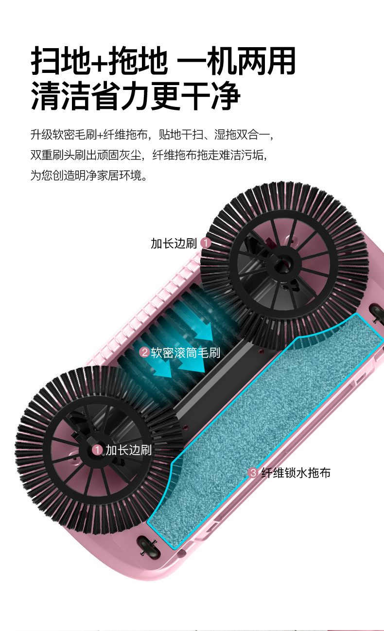 Wanben Push-Type Sweeping Machine Household Broom Dustpan Mop Machine Gift Mop Sweeper Wanben Push-Type Sweeping Machine Household Broom Dustpan Mop Machine Gift Mop Sweeper