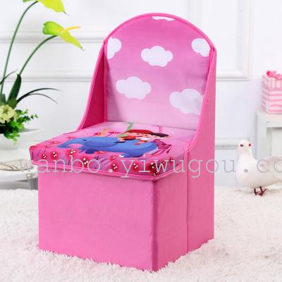 Cartoon children back stool stool chair folding stool baby toy can sit Oxford cloth storage box