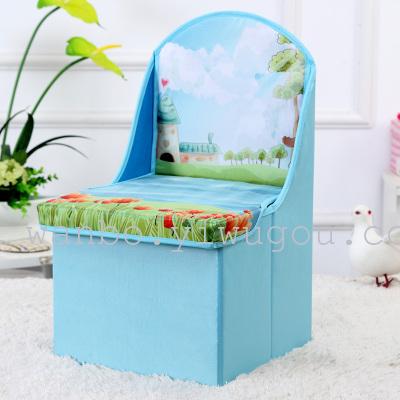 Cartoon children back stool stool chair folding stool baby toy can sit Oxford cloth storage box