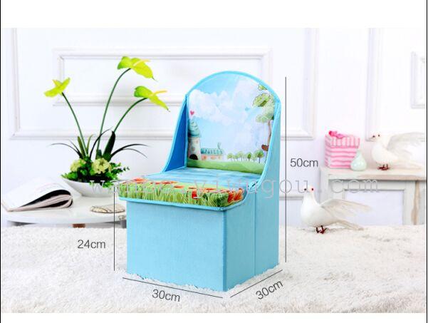 Cartoon children back stool stool chair folding stool baby toy can sit Oxford cloth storage box