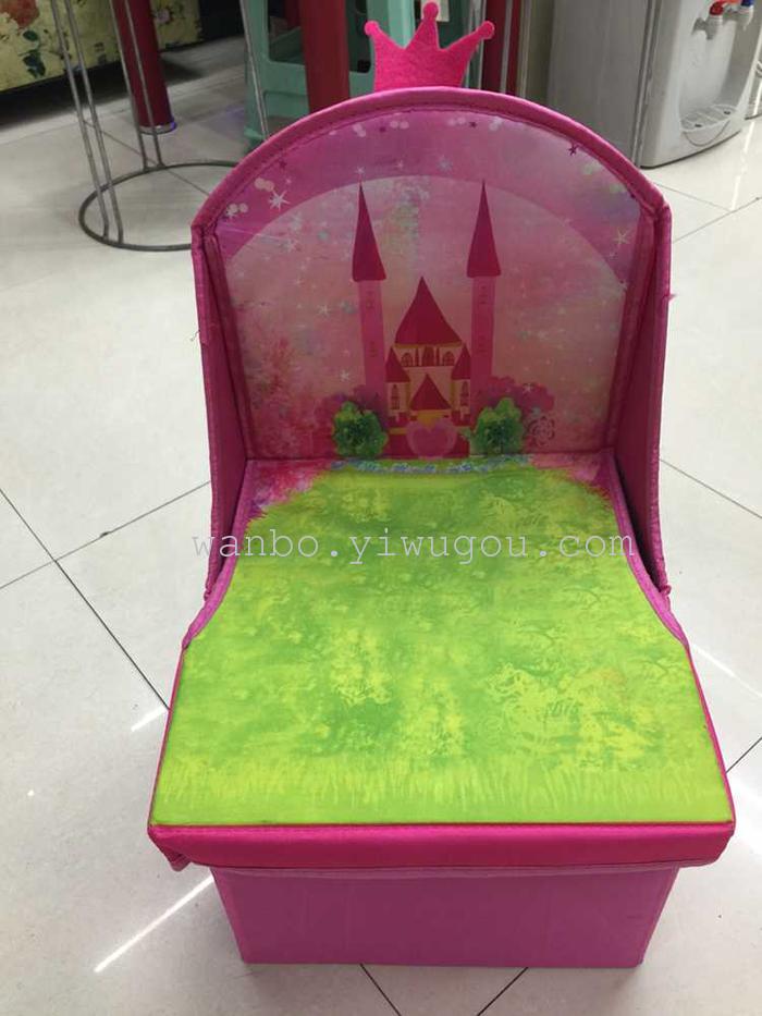 Cartoon children back stool stool chair folding stool baby toy can sit Oxford cloth storage box