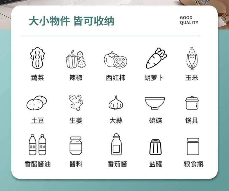 New Kitchen Storage Rack Trolley Floor Multi-Layer Mobile Household Pulley Storage Rack Vegetable Bowl and Chopsticks Storage Rack