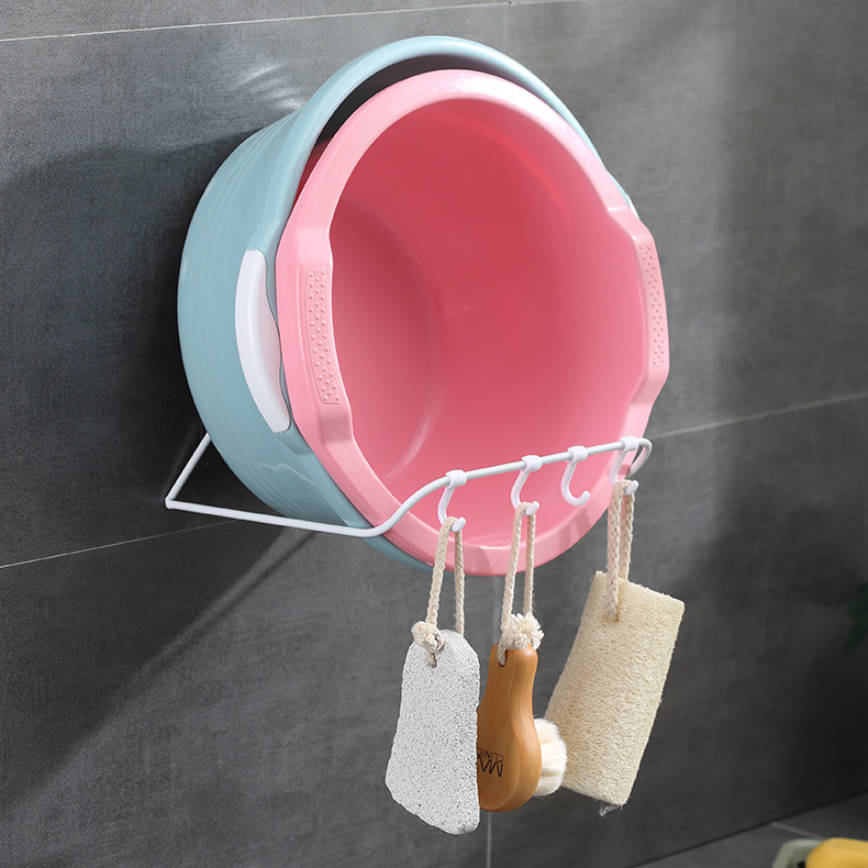 Washstand Punch-Free Wrought Iron Washbasin Storage Rack Bathroom Kitchen Foldable Wall-Mounted Stainless Steel Face Rack