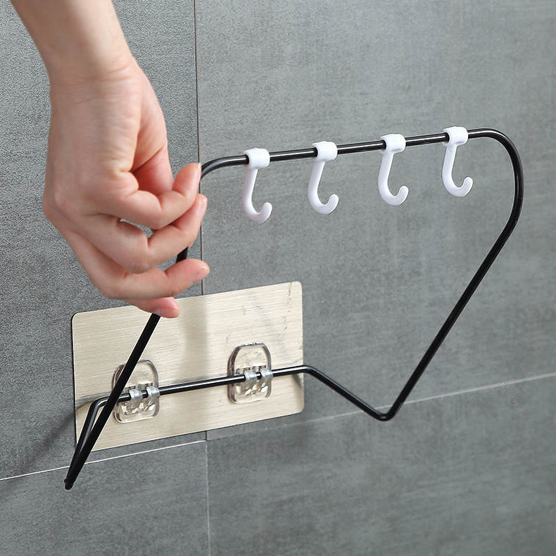 Washstand Punch-Free Wrought Iron Washbasin Storage Rack Bathroom Kitchen Foldable Wall-Mounted Stainless Steel Face Rack