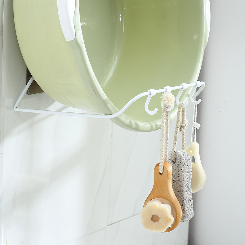 Washstand Punch-Free Wrought Iron Washbasin Storage Rack Bathroom Kitchen Foldable Wall-Mounted Stainless Steel Face Rack