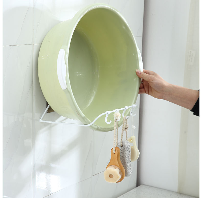 Washstand Punch-Free Wrought Iron Washbasin Storage Rack Bathroom Kitchen Foldable Wall-Mounted Stainless Steel Face Rack