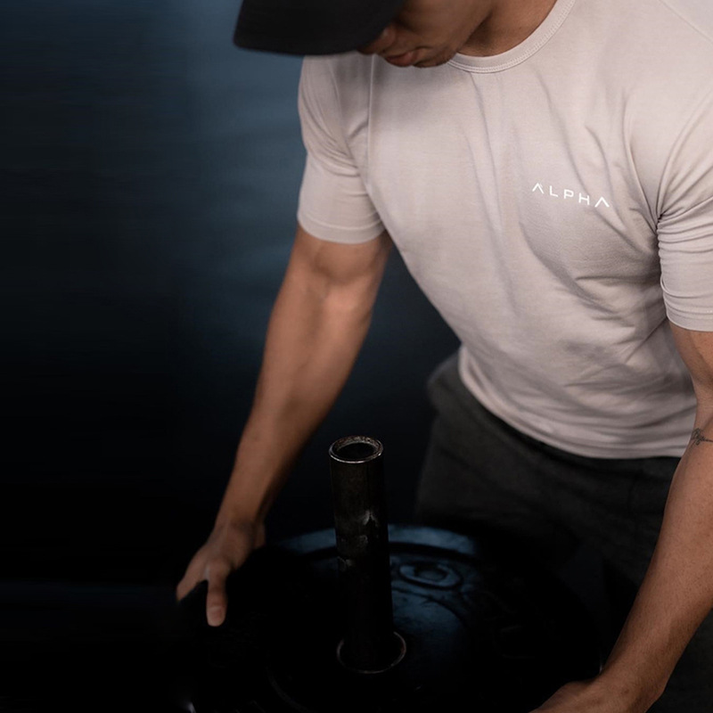 2018 Muscle Boy Sports Spring Fitness Stretch Pure Cotton Leisure Running machine Exercise T-shirt