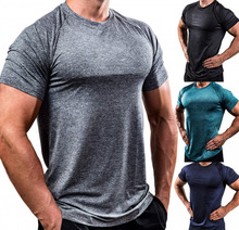 2018 Muscle Boy Sports Spring Fitness Stretch Pure Cotton Leisure Running machine Exercise T-shirt