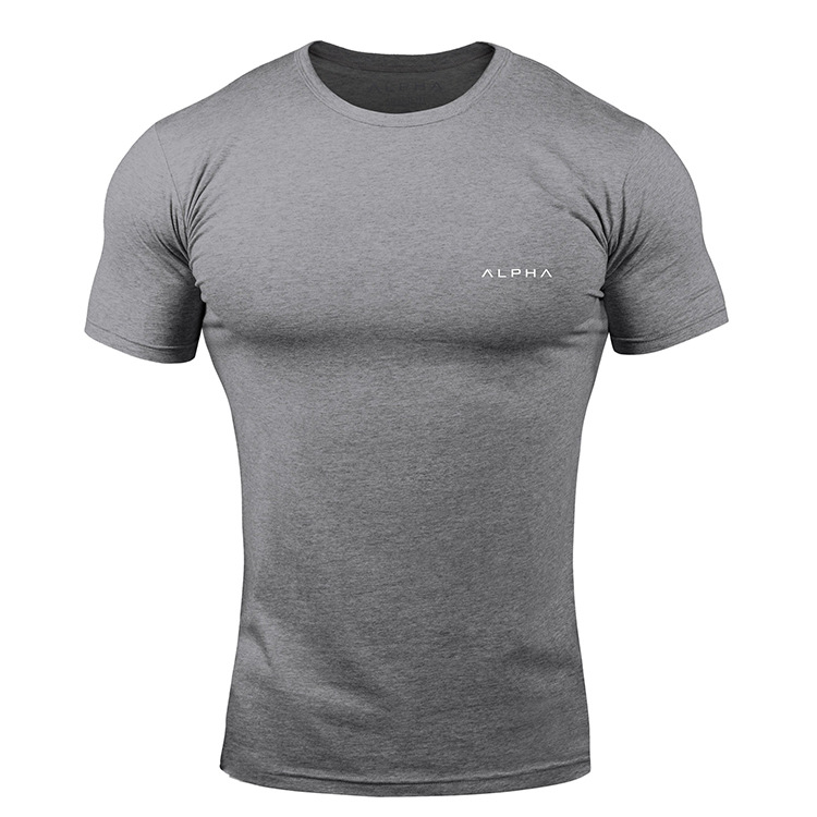 2018 Muscle Boy Sports Spring Fitness Stretch Pure Cotton Leisure Running machine Exercise T-shirt