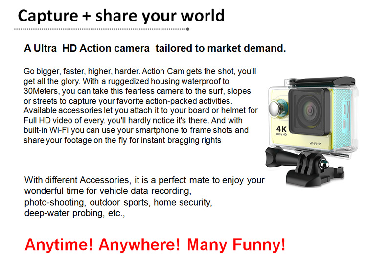 Cross-Border Hot Sale Amazon H9 Sports DV 4K Sports Camera WiFi Diving Outdoor Waterproof Mini Submersible Machine Cross-Border Hot Sale Amazon H9 Sports DV 4K Sports Camera WiFi Diving Outdoor Waterproof Mini Submersible Machine