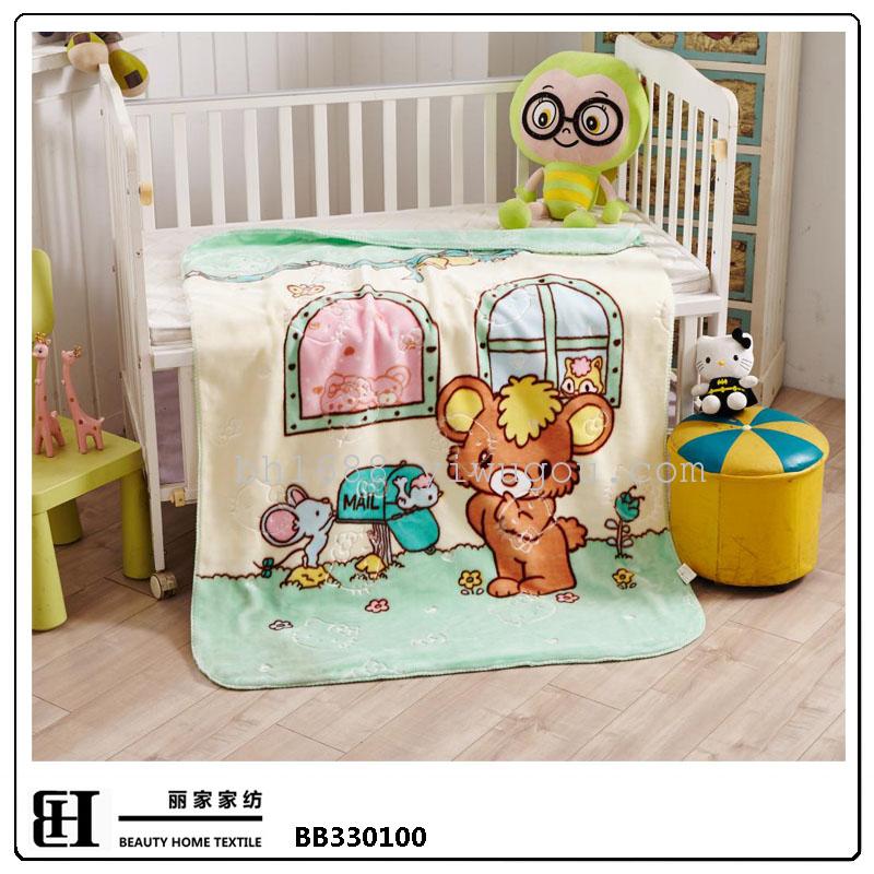 Double embossed fine soft flannel blanket. Children&#039;s cartoon Plush outdoor leisure blanket 