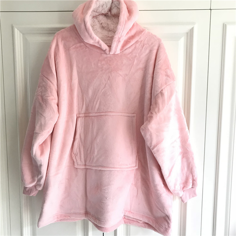 Hot Huggle Hoodie Lazy Pullover Fleece Jacket Hooded TV Blanket Outdoor Thermal Clothes Cold-Proof Nightgown