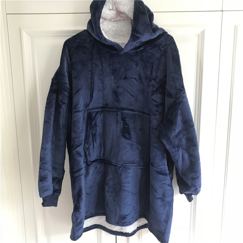 Hot Huggle Hoodie Lazy Pullover Fleece Jacket Hooded TV Blanket Outdoor Thermal Clothes Cold-Proof Nightgown