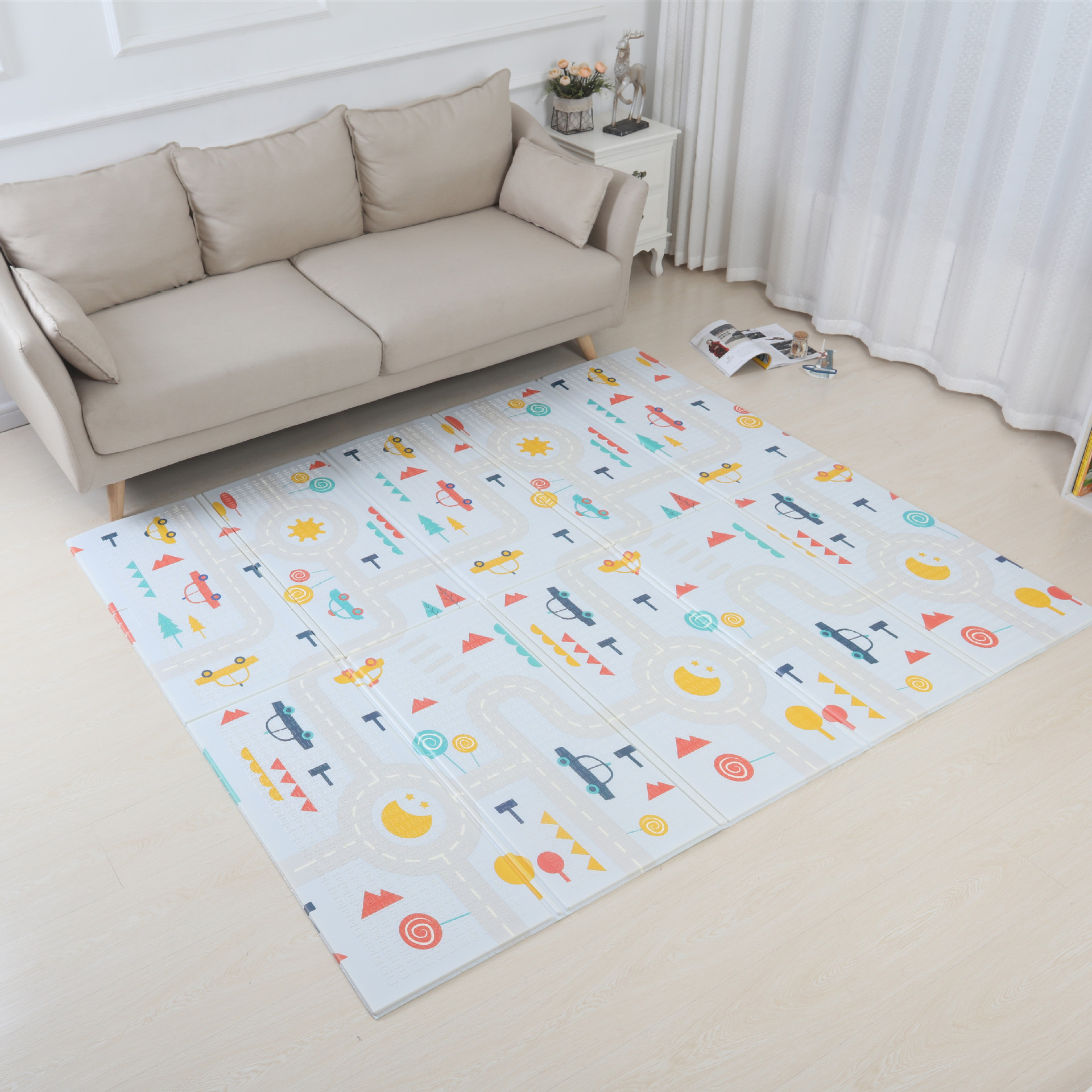 Factory In Stock XPe Double-Sided Cartoon Folding Climbing Pad Outdoor Camping Game Blanket Baby Crawling Mat Thickened
