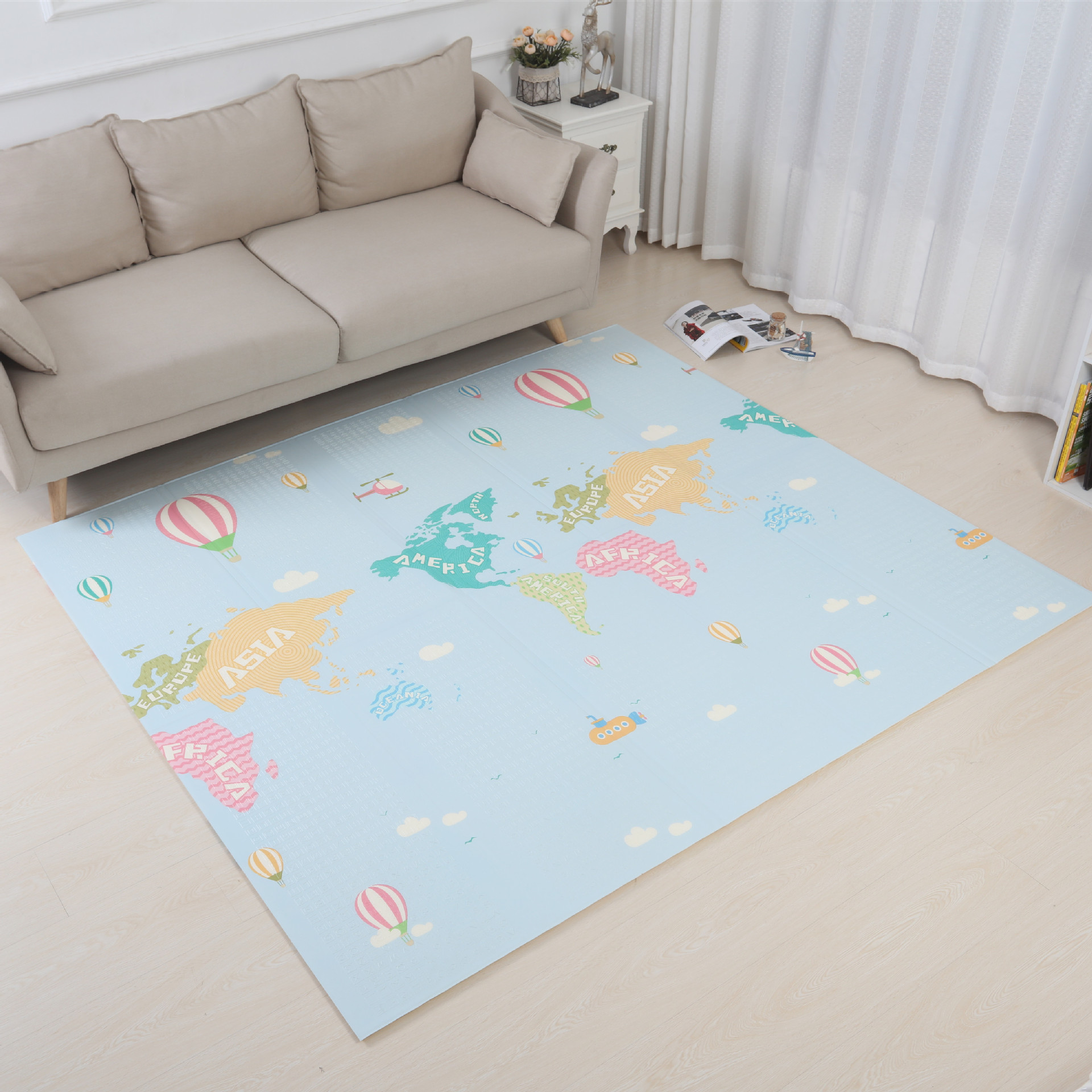 Factory In Stock XPe Double-Sided Cartoon Folding Climbing Pad Outdoor Camping Game Blanket Baby Crawling Mat Thickened