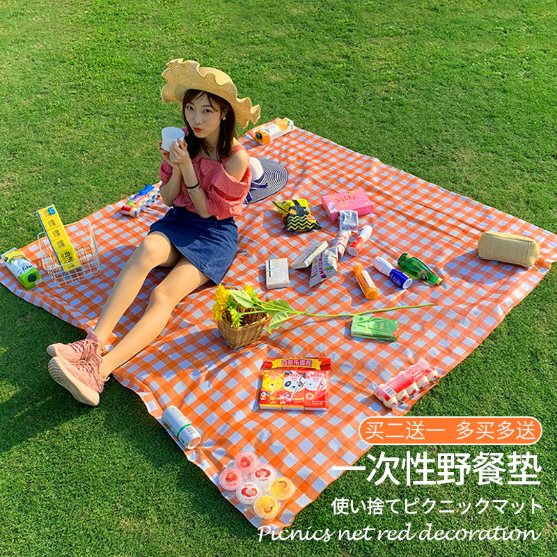 Mat Outdoor Barbecue Waterproof Thickened Plastic Spring Outing Tablecloth Outing Tablecloth Ins Style Picnic Blanket