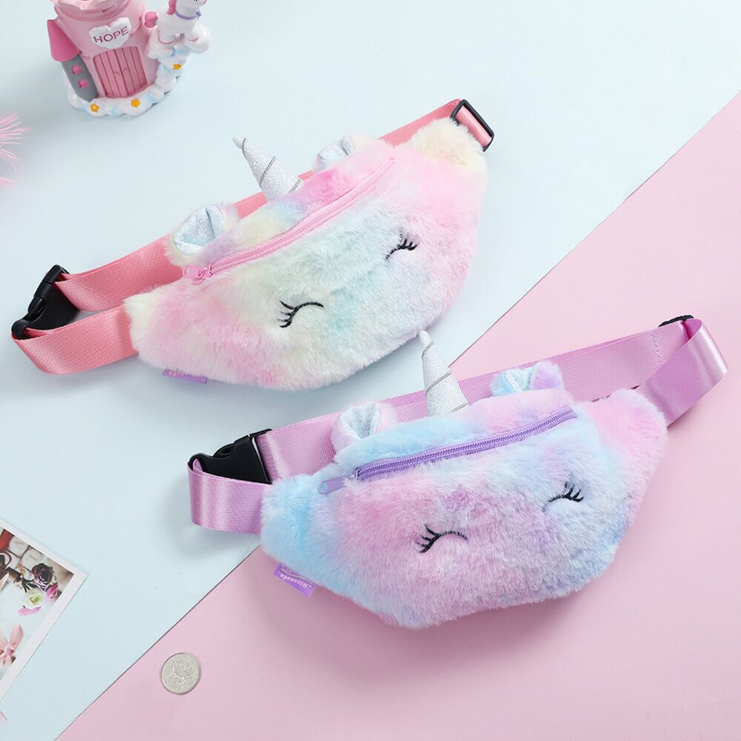Plush Unicorn Waist Bag Unicorn Furry Waist Bag Cartoon Toy Bag Waist Bag Wallet
