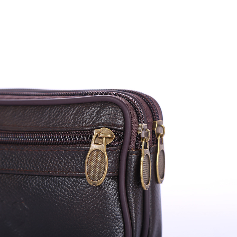 Men&#039;s New Waterproof Mobile Phone Waist Bag Wear Leather Belt Leather Multifunction Elderly Change Key Bag