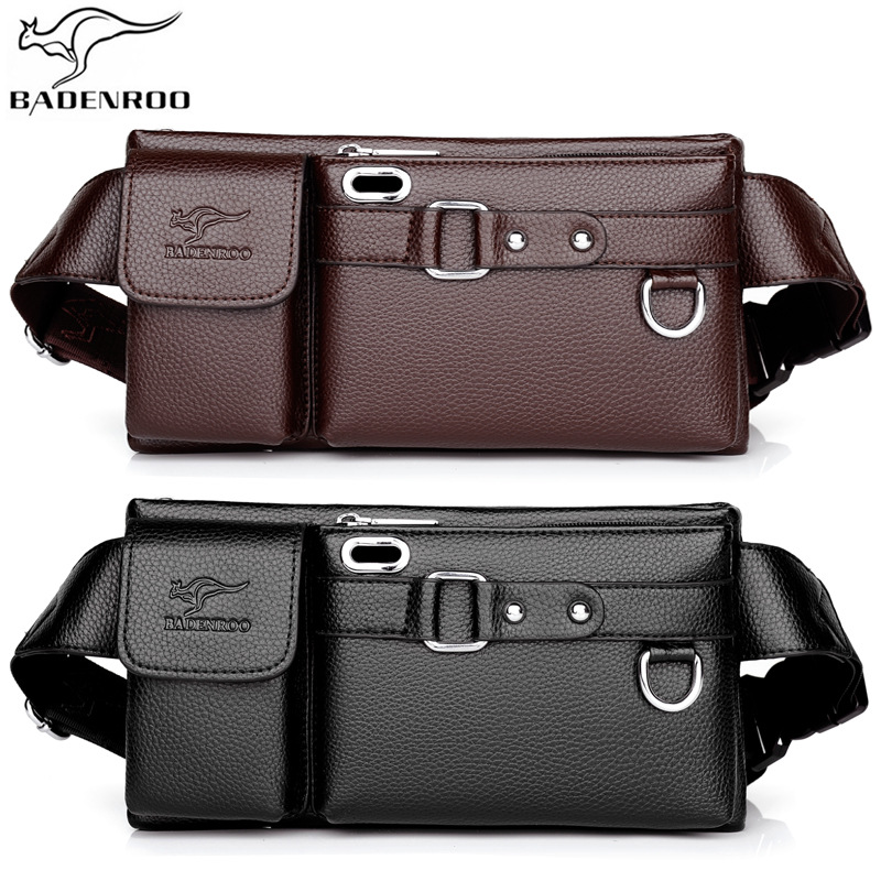 Leather Belt Bag MultiFunctional Sports Leather Bag Casual Fashion Messenger Bag Large Capacity Waist Bag CrossBorder