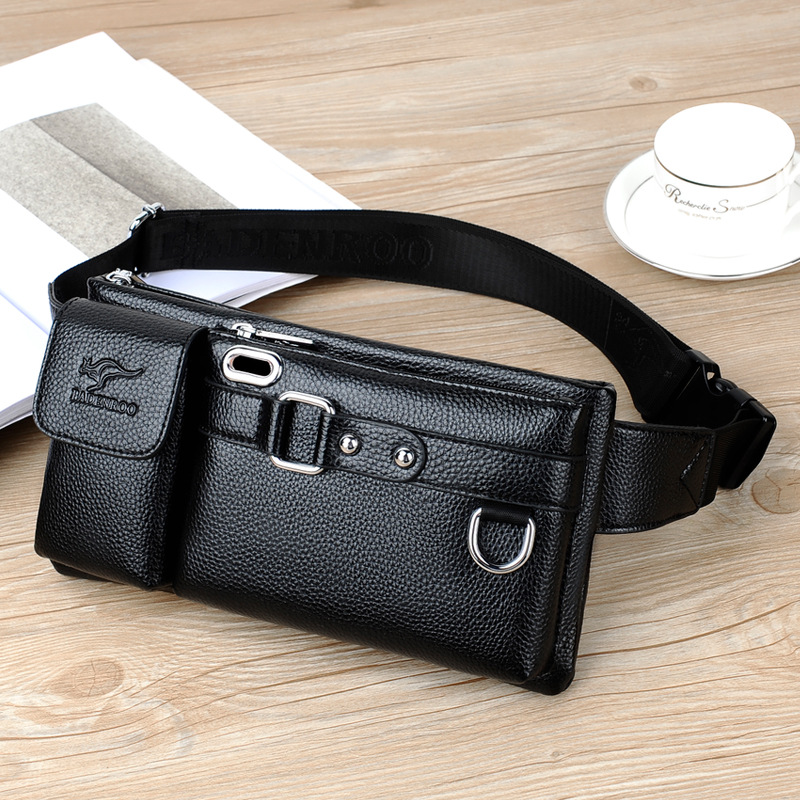 Leather Belt Bag MultiFunctional Sports Leather Bag Casual Fashion Messenger Bag Large Capacity Waist Bag CrossBorder